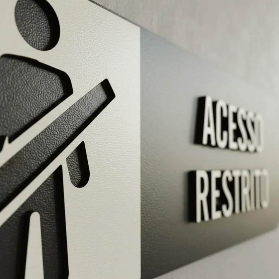 Placa de Sinalização Indicativa MDF 3D - Acesso Restrito